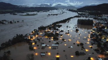 Área alagada no Rio Grande do Sul durante a enchente histórica de maio de 2024
