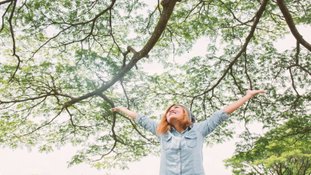 Mulher em meio a árvores e natureza